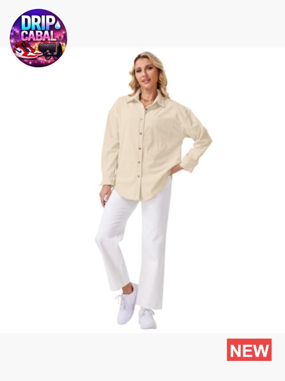 Oversized Long Sleeve Corduroy Button Down Shirt Jacket Blouse Fall Top - Picture 5 of 7